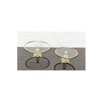 atabey home 2'Lİ CAM YUVARLAK SERVİS TABAĞI 20+25 CM-SUNUMLUK DÖKÜM GOLD ÇERÇEVE VE DÖKÜM AYAK