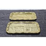 Atabey Home 2'li Full Gold Sunum Tepsisi & Baton Pasta Servisi Çelik Tepsi Döküm Çerçeveli 32 cm