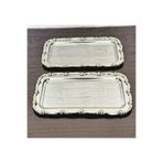 atabey home 2'Lİ FULL GÜMÜŞSUNUM TEPSİSİ & BATON PASTA SERVİSİ ÇELİK TEPSİ DÖKÜM GOLD ÇERÇEVE 32 CM
