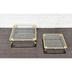 atabey home 2'li Kare Servis Tabaği-Sunumluk-Söz Tepsisi-Sunum Tepsisi-Döküm Gold Çerçeve Ve 4 Ayakli 22+27Cm