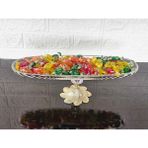 atabey home 41 Cm Çok Amaçli Çizgili Sunum Kayik & Kurabiyelik & Çikolatalik Semerkand Gold Ayakli
