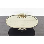 atabey home Bronz Ayna Büyük Kayik Sunumluk Döküm Gold Çerçeveli Ve Kare Ayakli 33 Cm