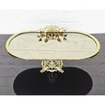 atabey home Bronz Ayna Küçük Kayik Sunumluk Döküm Gold Çerçeveli Ve Kare Ayakli 30 Cm