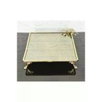 atabey home Bronz Cam Büyük Kare Servis Tabaği 4 Ayak-Sunumluk-Söz Tepsisi-Sunum Tepsisi-Döküm Gold Çerçeve 27Cm cercevelikareserisi