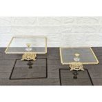 atabey home CAM 2'Lİ KARE SERVİS TABAĞI-SUNUMLUK-SÖZ TEPSİSİ-SUNUM TEPSİSİ-DÖKÜM GOLD ÇERÇEVE 22+27CM