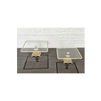 atabey home CAM 2'Lİ KARE SERVİS TABAĞI-SUNUMLUK-SÖZ TEPSİSİ-SUNUM TEPSİSİ-DÖKÜM GOLD ÇERÇEVE 22+27CM