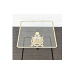 atabey home CAM BÜYÜK KARE SERVİS TABAĞI-SUNUMLUK-SÖZ TEPSİSİ-SUNUM TEPSİSİ-DÖKÜM GOLD ÇERÇEVE 27CM