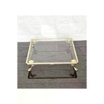 atabey home Cam Büyük Kare Servis Tabaği-Sunumluk-Söz Tepsisi-Sunum Tepsisi-Döküm Gold Çerçeve Ve 4 Ayakli 27Cm cercevelikareserisi