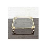 atabey home CAM BÜYÜK KARE SERVİS TABAĞI-SUNUMLUK-SÖZ TEPSİSİ-SUNUM TEPSİSİ-DÖKÜM GOLD ÇERÇEVE VE 4 AYAKLI 27CM