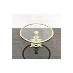 atabey home Cam Yuvarlak Küçük Servis Tabaği 20 Cm-Sunumluk Döküm Gold Çerçeve Ve Döküm Ayak çerçeveliseriyuvarlak