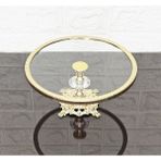 atabey home CAM YUVARLAK KÜÇÜK SERVİS TABAĞI 20 CM-SUNUMLUK DÖKÜM GOLD ÇERÇEVE VE DÖKÜM AYAK