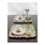 atabey home collection 2 ADET Sunum Tepsisi & Kahve & Çay Tepsisi- Gümüş Tepsi Döküm Gold Gül Çerçeveli TYC2931DE6E1AC53F1