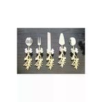 atabey home collection 5 Parça Kelebek Detaylı Gold Servis Seti & Pasta Servisi & Spatula,kevgir,bıçak,çatal ATABEYSERVİSSETİ5PARÇADÖKÜM