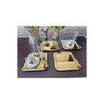 Atabey Home Collection 6 Adet Kahve & Çay & Sunum Tepsisi Gold Tepsi Kiraz Dökümlü
