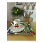 atabey home collection 6 ADET Kahve & Çay & Sunum Tepsisi Metal Döküm Gümüş Tepsi Kiraz Aksesuarlı