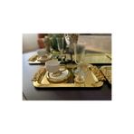 atabey home collection 6 Adet Kahve & Çay & Sunum Tepsisi Uzun Gold Güllü Tepsi? 30 Cm TYC2931DE6E1AC53F1