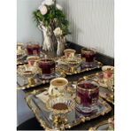 atabey home collection 6 ADET SUNUM TEPSİSİ GÜL ÇERÇEVE GOLD ŞERİT-GÜMÜŞ TEPSİ