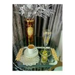 Atabey Home Collection 6'lı Kahve & Çay & Sunum Dikdörtgen Büyük Sunum Tepsisi Çelik Gül Model Gold 30 Cm3