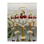 atabey home collection 6'LI KİRAZLI KAHVE YANI SU BARDAĞI & MEŞRUBAT BARDAĞI & GOLD DETAYLI 190CC miss535kiraz