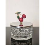 Atabey Home Collection Şekerlik 1 Adet Gümüş Kapakli Kiraz Detayli Çerezlik & Sunumluk