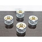 atabey home collection Şekerlik 6 Adet Gümüş Kapakli Siyah Papatya Detayli Çerezlik & Sunumluk
