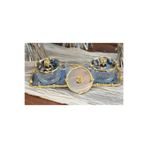 atabey home collection TEPSİLİ GÜL ÇERÇEVELİ GÜMÜŞ-GOLD KASE SETİ & ŞEKERLİK & SUNUMLUK & ÇEREZLİK 34 CM TEPSİ