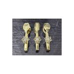 atabey home Gold Servis Maşa Seti 3'lü Gold Kristalize Makarna/Pasta/Yemek/Sunum Maşası Titanyum