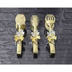 atabey home Gold Servis Maşa Seti 3'lü Kelebek/Makarna/Pasta/Yemek/Sunum Maşası Titanyum