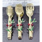 Atabey Home Gold Servis Maşa Seti 3'lü Kırmızı Zeytin Makarna/pasta/yemek/sunum Maşası