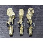 Atabey Home Gold Servis Maşa Seti 3'lü Siyah Kelebek/makarna/pasta/yemek/sunum Maşası Titanyum