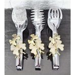 Atabey Home Gümüş Servis Maşa Seti 3'lü Krem Kelebek Makarna/pasta/yemek/sunum Maşası