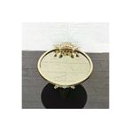 atabey home Küçük Bronz Ayna Yuvarlak Servis Tabaği 20Cm-Sunumluk Döküm Gold Çerçeve Ve Döküm Ayak çerçeveliseriyuvarlak