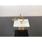 Atabey Home Kütahya Porselen Ayaklı Sunumluk Kulplu Siyah Çiçek 20 Cm Kare