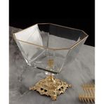 Atabey Home Metal Ayaklı Gold Detaylı Cam Büyük Boy Salata Servis Kasesi