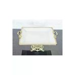 atabey home Porselen Büyük Sade Kare Servis Tabaği-Sunumluk Döküm Gold Çerçeve Ve Ayakli 27Cm cercevelikareserisi