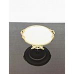 atabey home Porselen Sade Yuvarlak Küçük Servis Tabaği-Sunumluk Döküm Gold Çerçeve Ve Döküm Ayakli 20 Cm
