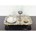 atabey home TEKLİ AYAKLI SUNUM TEPSİSİ & BATON PASTA SERVİSİ ÇELİK TEPSİ DÖKÜM GOLD ÇERÇEVE 32 CM