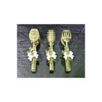 atabey home TYCL8B34MN170125353660002 Gold Servis Maşa Seti 3'lü Beyaz Kelebek/makarna/pasta/yemek/sunum Maşası Titanyum