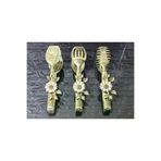 atabey home TYCL8B34MN170125353660002 Gold Servis Maşa Seti 3'lü Beyaz Papatya Makarna/pasta/yemek/sunum Maşası Titanyum