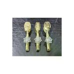atabey home TYCL8B34MN170125353660002 Gold Servis Maşa Seti 3'lü Gümüş Kristalize Makarna/pasta/yemek/sunum Maşası Titanyum