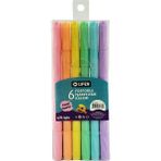 Ataby Çift Uçlu 6'lı Pastel Renkler Ufen Fosforlu - Keçeli Kalem - Çok Renkli