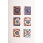 Ataby Otantik Mandala Tasarımlı Nazar Boncuklu Büyüteçli Kozmetik Dikdörtgen Cep Çanta Aynası Kapaklı El Makyaj Aynası - Mavi - Beyaz - Pembe