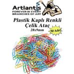 Ataç Renkli Metal Plastik Kaplama 50 Adet Orta Boy 1 Paket Ataş Okul Ofis Belge Düzenleme Paslanmaz Kaplamalı