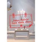 Ataçlı Not Ve 8 Mart Kadınlar Günü Kutlu Olsun Yazısı Cam Vitrin Stickerı (Kırmızı)