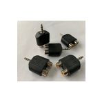 ATAELEKTRONİK 5 Adet 2 Rca Dişi To 3.5mm Aux Stereo Male Jack Connector Av Video Splitter Kablo Adaptor Çevirici