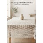 atak by atak home collection Fransız Güpür Yıldız Dantel Masa Örtüsü – Full Dantel, Premium Şık Tasarım