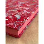 Atakids Lizy Deri Kapaklı Çiçek Desenli Çizgili Defter | 14X20 cm | 70 Yaprak | Sert Kapak | - Kırmızı