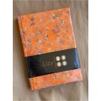 Atakids Lizy Deri Kapaklı Çiçek Desenli Çizgili Defter | 14X20 cm | 70 Yaprak | Sert Kapak | - Turuncu