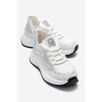 Ataköy Ayakkabı Kadın Taşlı Triko Dolgu Topuklu Spor Ayakkabı Sneakers Beyaz