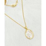 Atalente Store Çerçeveli Çiçek Sedef Gold Kolye - Gümüş - Altın